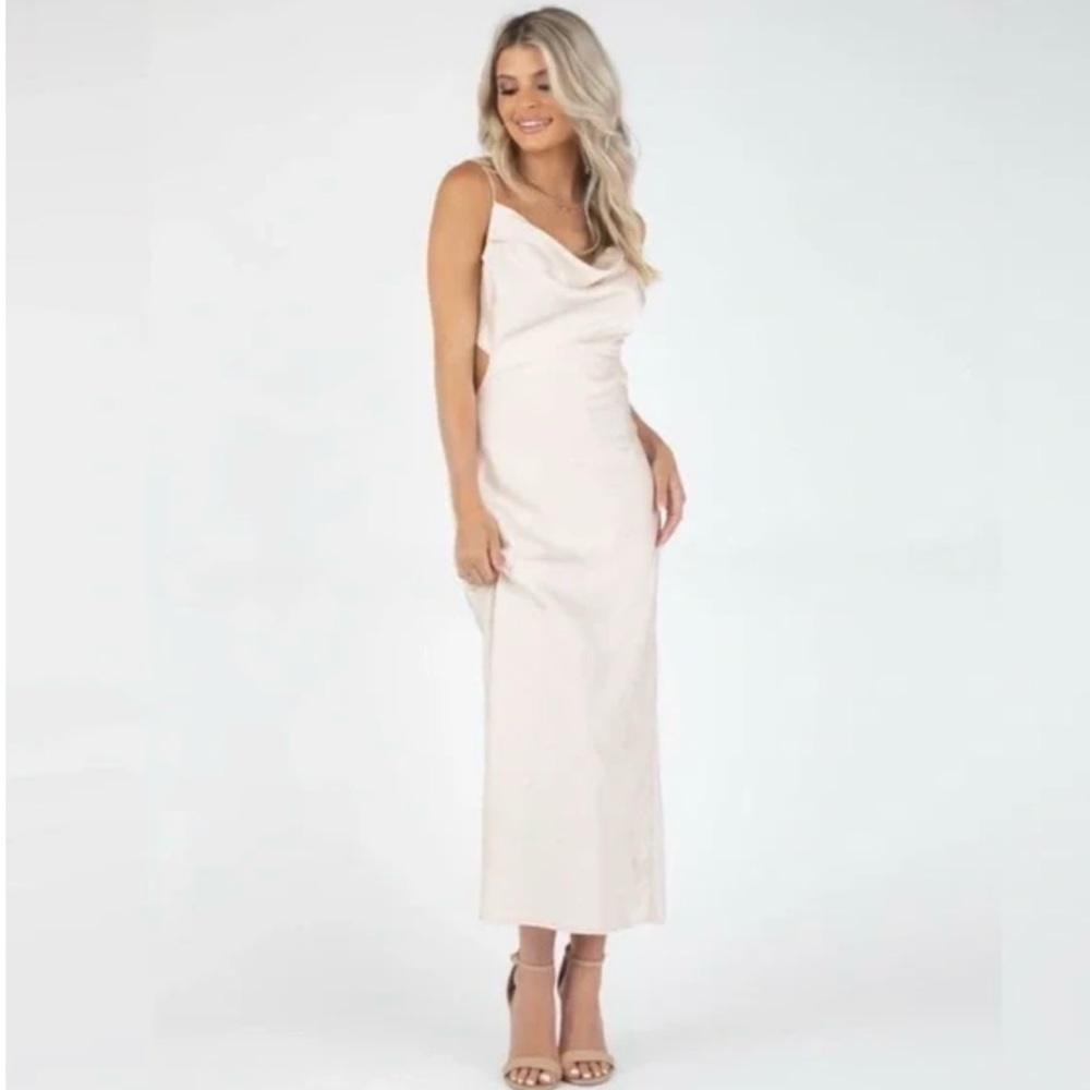 Kittenish Strapless Cream Dress